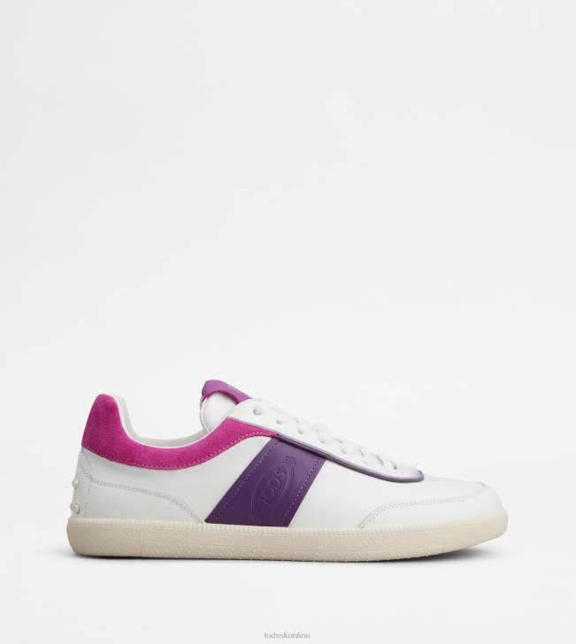 Tod's 8NXV142 biela/fialová ženy kožené tenisky so záložkami