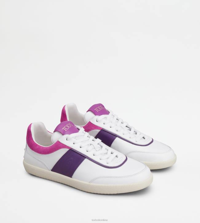 Tod\'s 8NXV142 biela/fialová ženy kožené tenisky so záložkami