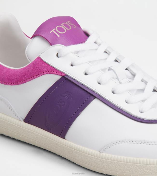Tod\'s 8NXV142 biela/fialová ženy kožené tenisky so záložkami