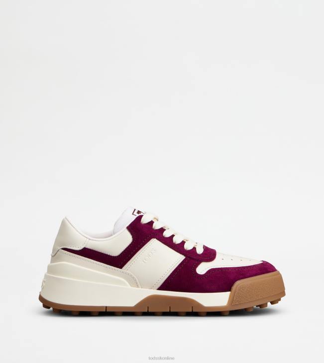 Tod's 8NXV144 bordová/biela/biela ženy tenisky z hladkej kože a semišu