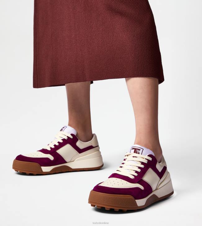 Tod\'s 8NXV144 bordová/biela/biela ženy tenisky z hladkej kože a semišu