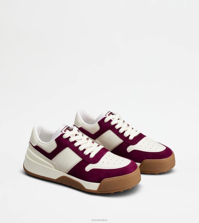 Tod\'s 8NXV144 bordová/biela/biela ženy tenisky z hladkej kože a semišu