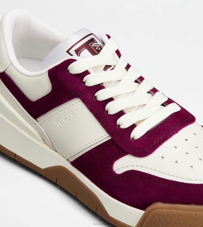 Tod\'s 8NXV144 bordová/biela/biela ženy tenisky z hladkej kože a semišu
